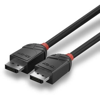 Lindy DisplayPort kabelis 36492, 2 m, 30AWG, 4K 4096x2160@60Hz, 21.6Gbps, melns, PVC, taisns kontakts, 1 pc (36492)