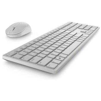 Dell Клавиатура и мышь KM5221W Pro 580-AKFB, 2.4GHz, 3 кнопки, QWERTY, Русский, белый, беспроводной, мышь в комплекте (580-AKFB)