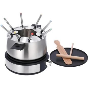 Severin Фондю 2471-000, 1500 W, 2.04 кг, Черный, Серебристый, Термостат, Нержавеющая сталь, Пластик, 8 вилок, блинная тарелка (2471-000)