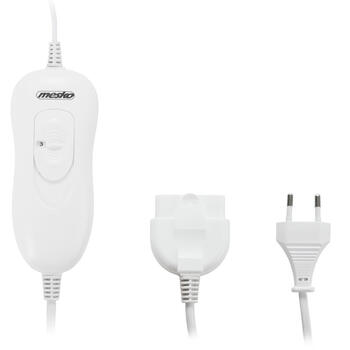 Elektriskā apsildāmā sega 1 personai 4 temperatūras līmeņi mazgājama ar pulti 60 W poliesters balta 80 × 150 cm MS7419 Mesko (MS 7419)