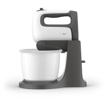 Tefal Prep'Mix+ Планетарный миксер HT464138, 500 Вт, 4,6 л, 5 скоростей, турбо режим, серый/белый (HT464138)
