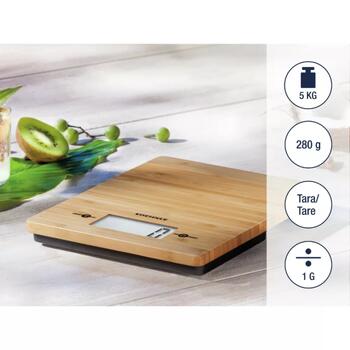 Soehnle Bamboo 1066308 электронные кухонные весы, 5кг, 1г, ЖК-дисплей, TARE, автоотключение, бамбуковая платформа (1066308)