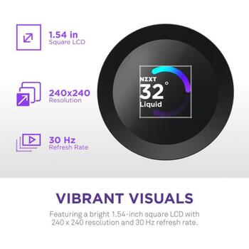 Nzxt viedā kontakligzda RL-KN360-B2, All-in-one šķidrais dzesētājs, 120mm, 3 ventilatori, 73.47cfm, 30dB, FDB, TFT displejs (RL-KN360-B2)