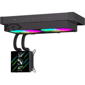 Gamemax procesora šķidruma dzesētājs GLACIER 240 LCD BK, 240mm, 85.82 cfm, TDP līdz 280W, ARGB ventilators (GLACIER 240 LCD BK)