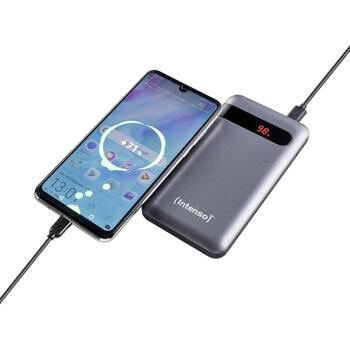 Intenso Power Bank 7332330 10000 мАч, Li-Polymer, USB-C PD, USB-A QC, 2 устройства, LCD дисплей, антрацит (7332330)