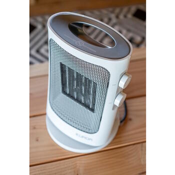 Keramikas ventilatora tipa sildītājs telpai un kempingam ar termostatu un aizsardzību 1500W līdz 60m³ grīdas Safe Camp 1500 Eurom (342109)