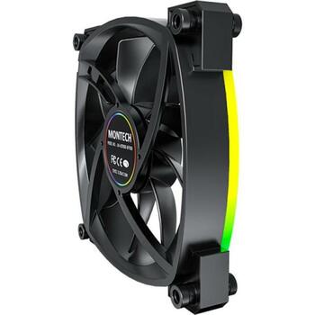 Montech Datora korpuss ventilators AX120 PWM BLACK 3 IN 1, 120mm, 720-1760RPM, 27dB, 3x4PIN, RGB apgaismojums (AX120 PWM BLACK 3 IN 1)