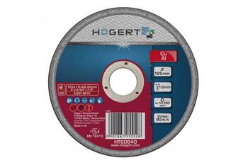 Hogert отрезной диск HT6D640, 125мм, 1.6мм, 22.23мм, 80м/с, 12250об/мин, корунд, EN 12413, для алюминия, меди, латуни, бронзы (HT6D640)