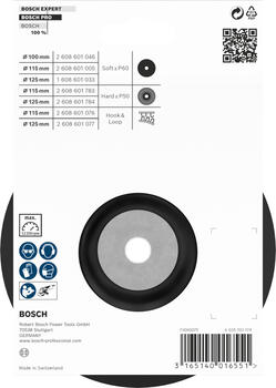 Gumijas slīpšķīvis D 125 mm, 1 gab., Mazām leņķa slīpmašīnām PRO BACKING PAD, MĪKSTS, 1608601033 BOSCH (1608601033)