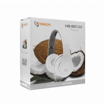 Sbox Наушники HS-501W, 20Hz-20KHz, 32Ω, 116dB±3, 3,5mm, 1,2m, накладные, с микрофоном, складные (HS-501W)