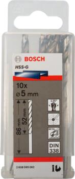 HSS-G urbji metālam 5.0mm, 10gab., Urbjmašīnām/skrūvgriežiem PRO METAL HSS-G STANDARTA SPIRĀLVEIDA URBJA GARUMS, 2608595062, BOSCH (2608595062)