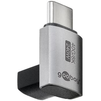 Goobay USB-C адаптер вертикальный 90° короткий, 74444, поддержка 8K60Hz, скорость передачи данных 40 Гбит/с, металлический корпус (74444)