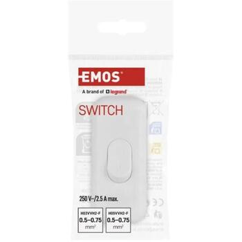 Emos Выключатель A1208, 2,5 A, 250 V, IP20, 1 кнопка провод, односторонний, винтовой клеммник, для кабеля H03VVH2-F (A1208)