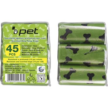 Beper пакеты для собачьих экскрементов C207PET012, 3 рулона, 45 пакетов, 23x33см, прочные, ароматизированные, легко отделяемые (C207PET012)