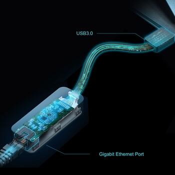 TP-Link UE306 USB 3.0 Gigabit Ethernet адаптер, 1xUSB 3.0, 1xRJ45 10/100/1000Mbps, AX88179, Plug and Play (UE306)
