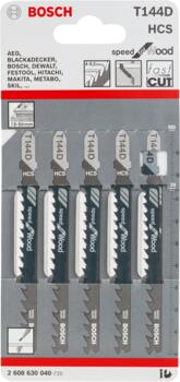 5 figūrzāģa asmeņi T 144 D, Figūrzāģiem FIGŪRZĀĢA ASMENS T 144 D SPEED FOR WOOD, 2608630040, BOSCH (2608630040)