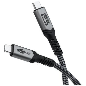 Goobay USB-C кабель с текстильной оболочкой 74212, 240 W, 40 Gbit/s, 1.5 м, поддержка 4K60Hz, 8K60Hz, HDR10 (74212)