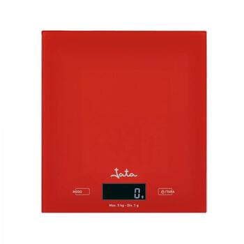 Jata Электронные кухонные весы 729/R, 5 кг, 1 г, Красный, LCD, Сенсорное управление, Стекло, 2xAAA, 1,5 В (729/R)