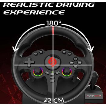 Subsonic Superdrive 220 RS-X рулевое колесо SA5720-3, 180 градусов, 22 см, 2 педали, проводное соединение (SA5720-3)