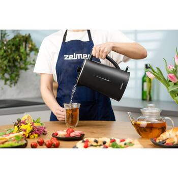 Zelmer Электрический чайник ZCK8020B 71505538P, 1500 W, 1.7 л, черный, нержавеющая сталь, автоматическое отключение (71505538P)