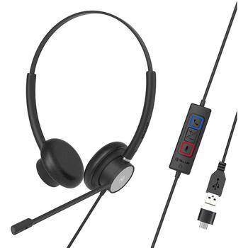 Tellur Voice 320 Wired Headset TLL411005, 130g, 2.2m, 106dB, 32Ω, USB, USB-C, бинауральные, активное шумоподавление (TLL411005)