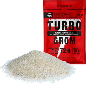 Browin дистилляционные дрожжи Turbo GROM 72h 403200, 120 г, 19% алкоголя, 25 Л партия, 6-8 кг сахара (403200)