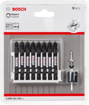 Divpusēju skrūvgrieža uzgaļu komplekts, izturīgs S2 tērauds, 65 mm, 9 gab., 2608522334, BOSCH (2608522334)