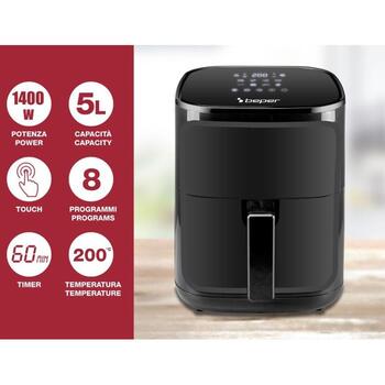 Beper Аэрофритюрница P101FRI051, 1400 W, 5 л, 8 программ, цифровая панель, автоматическое отключение, защита от перегрева (P101FRI051)