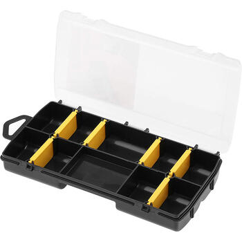 Stanley organizators STST81679-1, 10 nodalījumi, 0.5l, 210mm, 115mm, 35mm, caurspīdīgs vāks, noņemami dalītāji, iebūvēts lineāls (STST81679-1)