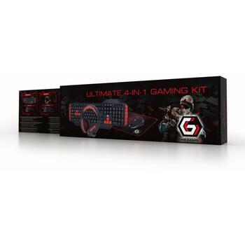 Gembird klaviatūra USB spēļu komplekts GGS-UMG4-02, 104 taustiņi, 1.8 m kabelis, melna, 6 pogas, austiņas iekļautas (GGS-UMG4-02)