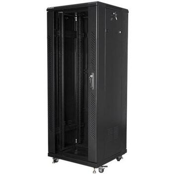Lanberg напольный шкаф FF01-6632-12B, 600mm, 32U, 800kg, 2 вентилятора, IP20, 4 вертикальные рейки (FF01-6632-12B)