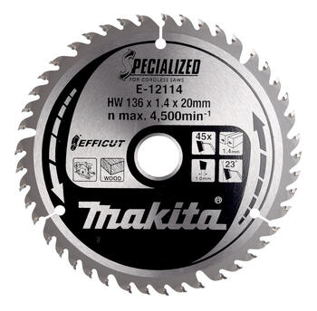 T.C.T. Zāģripa kokam 136X1.4X20mm 23° T45 EFFICUT, E-12114 MAKITA (E-12114)