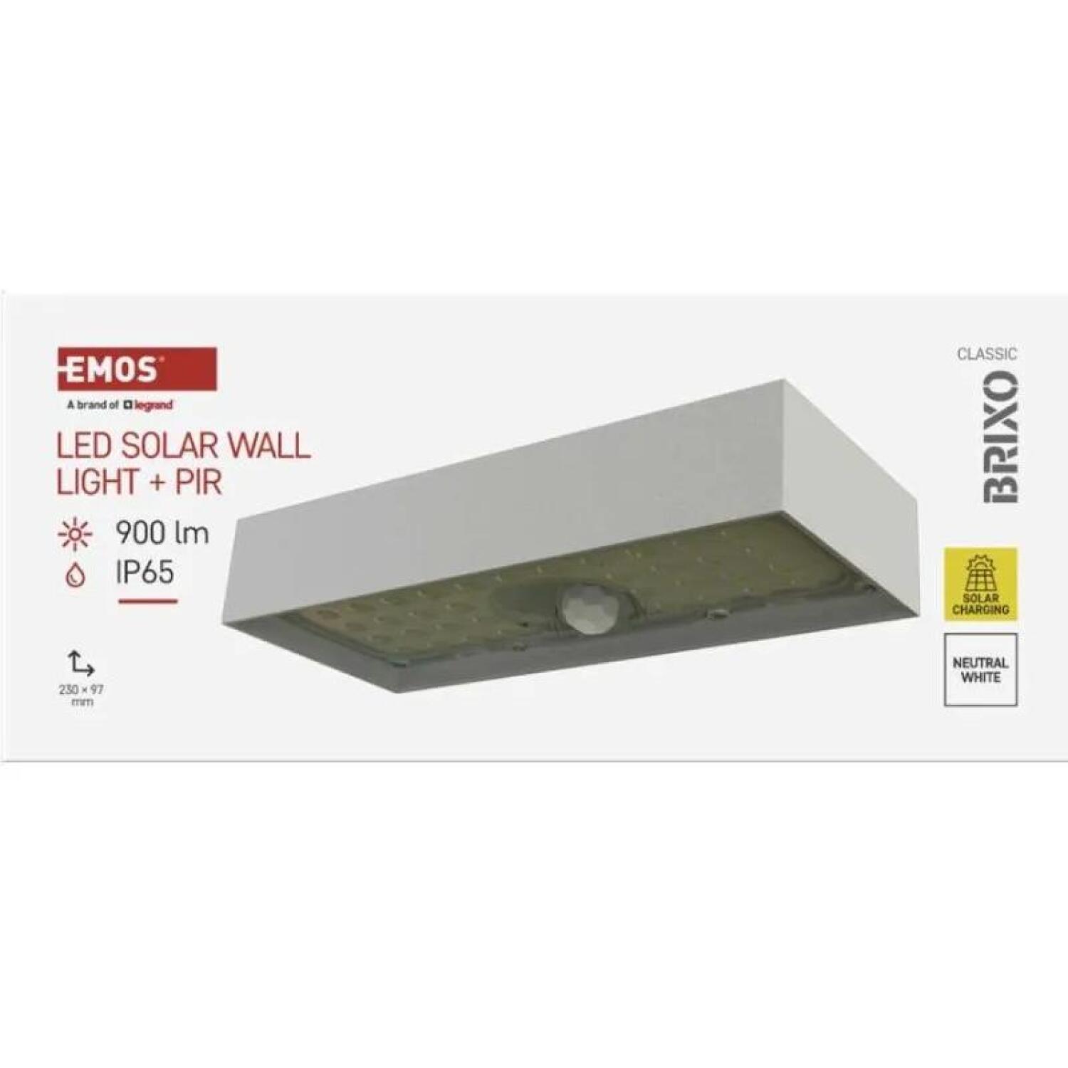 Emos LED светильник BRIXO ZG165S, 900 lm, 3,7 V, IP65, 7 м PIR датчик, 35 ч аккумулятор, 140° × 70° угол света (ZG165S)