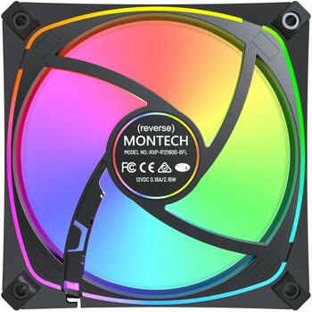 Montech Datora ventilators RX120 PRO BLACK 3 IN 1, 120mm, 1600RPM, 72.3CFM, 1.63mmH2O, HDB, 20 LED, RGB kontrolieris (RX120 PRO BLACK 3 IN 1)