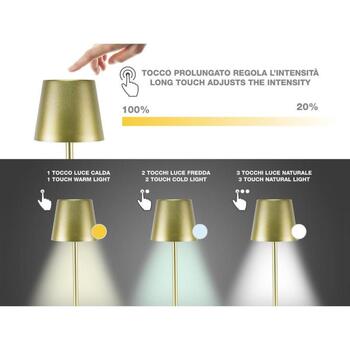 Beper Galda lampa P201UTP116, 5 V, 110 lm, IP44, regulējama baltā gaisma, 1 LED spuldze, zelta krāsa (P201UTP116)