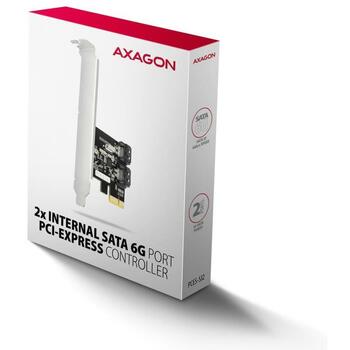 Axagon PCIe 2x SATA 6G контроллер PCES-SJ2, 2 SATA 6 Гбит/с, чип JMicron, крепление в комплекте (PCES-SJ2)