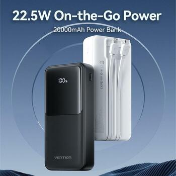 Vention Power Bank FHPW0, 20000mAh, 22.5W, зарядка 3 устройств, LED дисплей, USB-C, USB-A (FHPW0)