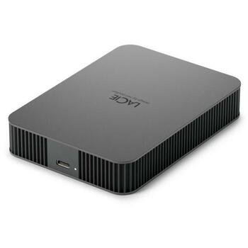 Lacie Внешний HDD 4TB STLR4000400 USB Type-C, 3.2 Gen 1, серый, защита паролем, 5000 Mbit/s (STLR4000400)