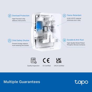 TP-Link Tapo P110M viedais kontaktdakša, 13A, 2990W, 2.4GHz WiFi, Matter, enerģijas uzraudzība, kompakta (TAPO P110M)