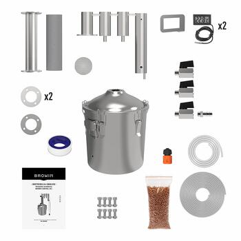 Browin модульный дистиллятор 343230, 18 L, 6.38 kg, два осадочных бака, нержавеющая сталь, компактный (343230)