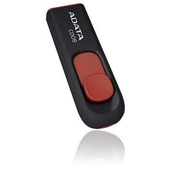 Adata USB флешка C008 AC008-64G-RKD, 64 GB, USB Type-A, черный/красный, пластик, Plug and Play (AC008-64G-RKD)