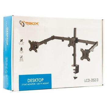 Sbox Monitora stiprinājums LCD-352/3-2, 3 ekrāni, 75x75, 100x100, 7 kg uz ekrānu, 21 kg kopā, +45°/-45°, +90°/-90°, +180°/-180° (LCD-352/3-2)