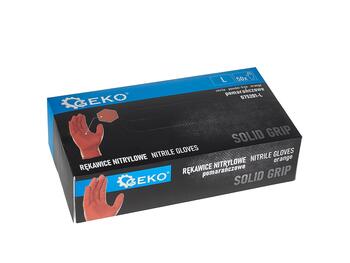 Geko Нитриловые перчатки SOLID GRIP G75201-L, 50 шт, размер L, оранжевые, 3D алмазная текстура (G75201-L)