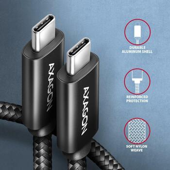 Axagon кабель USB-C к USB-C BUCM2-CM10AB 1м 240Вт 5А черный 2 разъема (BUCM2-CM10AB)