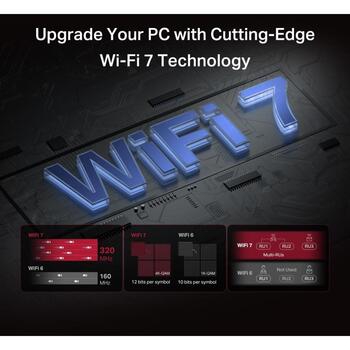 Mercusys BE9300 WiFi 7 Bluetooth 5.4 PCIe адаптер MA47BE, 5765 Mbps, 2.4 GHz, 5 GHz, 6 GHz, PCI Express, WPA3-SAE (MA47BE)