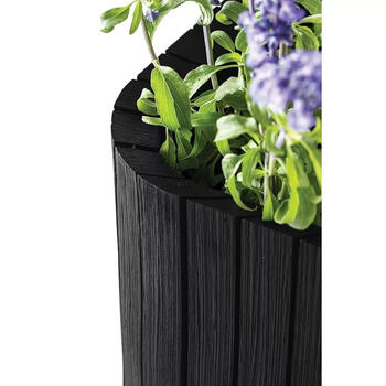 Keter Cube Planter M кашпо 29201220939, 39x39x39см, серый, имитация дерева, устойчивый к погоде (29201220939)