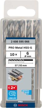 HSS-G urbji metālam 6.0mm, 10gab., Urbjmašīnām/skrūvgriežiem PRO METAL HSS-G STANDARTA SPIRĀLVEIDA URBJA GARUMS, 2608595066, BOSCH (2608595066)