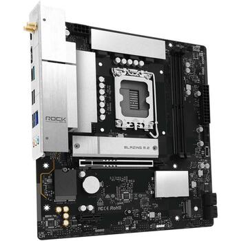 Asrock B860M Rock WiFi mātesplate, LGA 1851, micro ATX, DDR5, 2xDIMM, Wi-Fi 6E, BT 5.3, M.2, 2.5GbE (B860M ROCK WIFI)