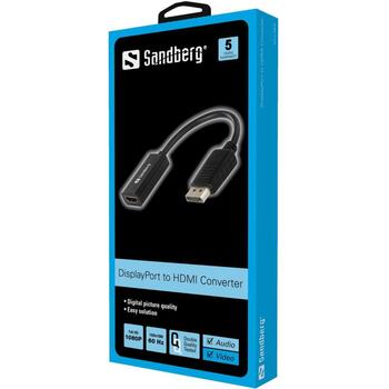 Sandberg адаптер DisplayPort>HDMI 508-28, 20см, v/1.1, v/1.3a, до 1080P при 60Hz (508-28)
