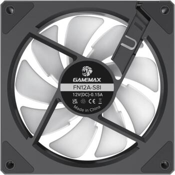 Gamemax Korpusa ventilators FN12A-S8I, 120mm, 44.35 cfm, 800-1600 rpm, 31.21 dBA, caurspīdīgi ventilatora asmeņi (FN12A-S8I)